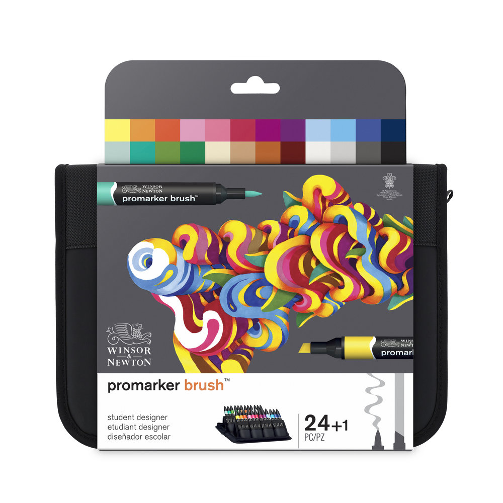 Winsor & Newton Promarker Brush Graphic Drawing Pens 24+1 Arts and Illustration Set